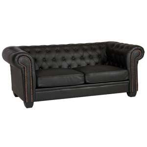 Winston Leather And PVC 3 Seater Sofa In Black