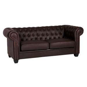 Wenona Leather And PVC 3 Seater Sofa In Brown