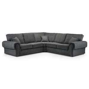 Wishaw Fabric Large Corner Sofa In Dark Grey