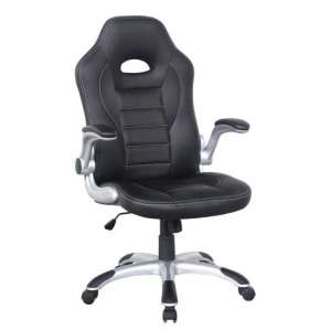 Thurston Home Office Racing Chair In Black Faux Leather
