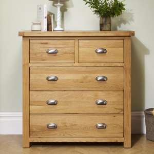 Woburn Wooden Chest Of Drawers In Oak 5 Drawers