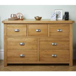 Woburn Wooden Chest Of Drawers In Oak 7 Drawers