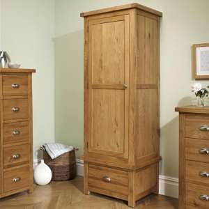Woburn Wooden Wardrobe In Oak With 1 Door And 1 Drawer