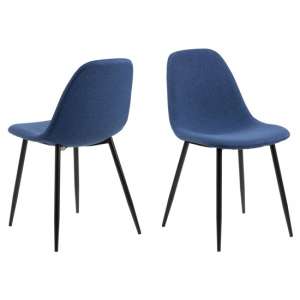 Woodburn Blue Fabric Dining Chairs In Pair