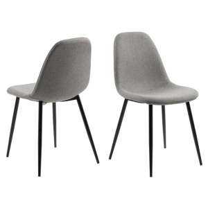 Woodburn Light Grey Fabric Dining Chairs In Pair