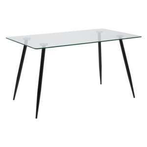 Woodburn Rectangular Glass Dining Table With Black Metal Legs