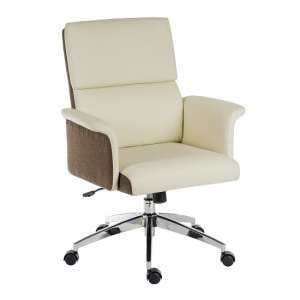 Wooster Executive Home Office Chair In Cream PU