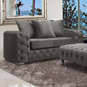 Worley Malta Plush Velour Fabirc 2 Seater Sofa In Putty