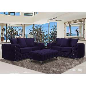 Worley Velour Fabric 2 Seater And 3 Seater Sofa In Ameythst