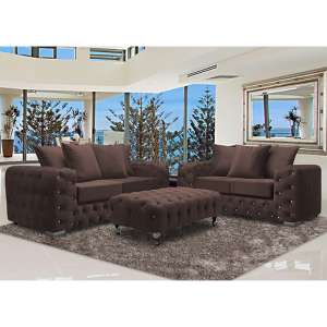 Worley Velour Fabric 2 Seater And 3 Seater Sofa In Mushroom