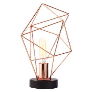 Wyrato Asymmetrical Frame Table Lamp In Copper With Black Base