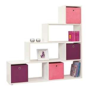 Xeka 4 Tier Display Shelves In Pearl White With 6 Compartments
