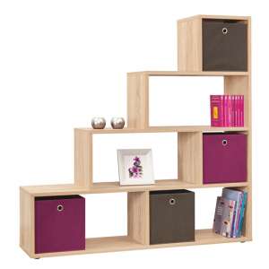 Xeka 4 Tier Display Shelves In Sonoma Oak With 6 Compartments