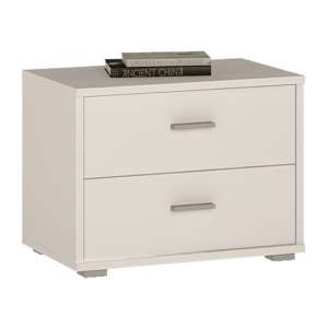 Xeka Wooden 2 Drawers Bedside Cabinet In Pearl White