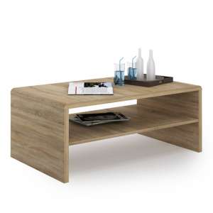 Xeka Wooden Wide Under Shelf Coffee Table In Sonoma Oak