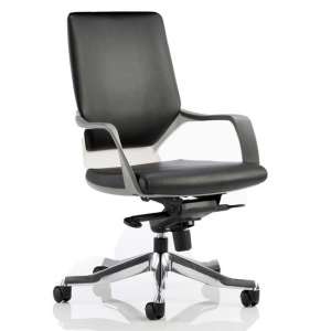 Xenon Leather Medium Back Office Chair In Black With Arms