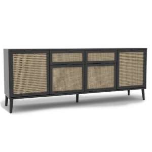 Xienna Wooden 6 Doors Sideboard In Black And Natural Effect