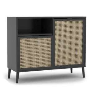 Xienna Wooden Storage Cabinet In Black And Natural Effect