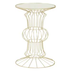 Xuange White Mirrored Glass Side Table With Light Gold Frame