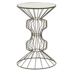 Xuange Round White Mirrored Glass Side Table With Black Frame