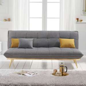 Yata Linen 3 Seater Fold Down Sofa Bed In Grey