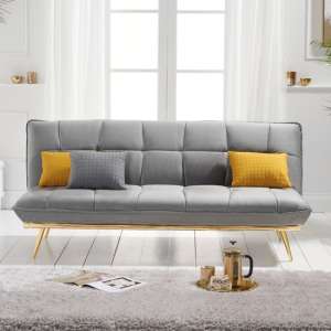Yata Velvet 3 Seater Fold Down Sofa Bed In Grey