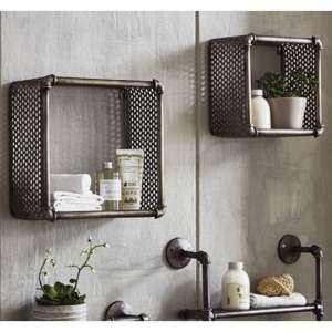 Yates Square Metal Set Of 2 Wall Shelves In Anthracite