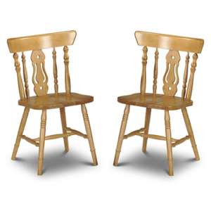 Yaella Honey Lacquered Fiddleback Dining Chairs In Pair
