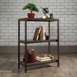 Yuma Industrial Wooden Bookcase With 2 Shelves In Smoked Oak