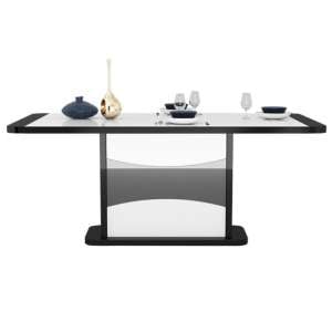 Zaire Extending Dining Table In Black And White High Gloss