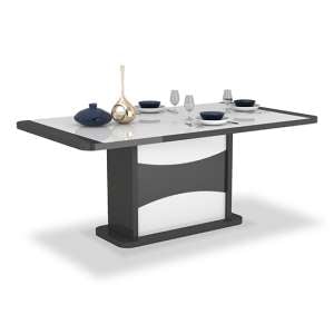 Zaire Extending High Gloss Dining Table In White And Grey