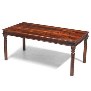 Zander 200cm Wooden Dining Table In Sheesham With Round Legs