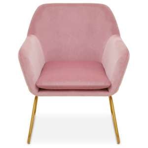 Zander Upholstered Velvet Armchair In Pink
