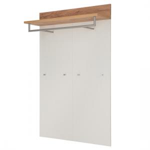 Zanotti Wall Mounted Coat Rack In White And Oak With 4 Hooks