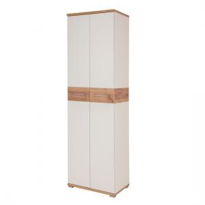 Zanotti Wooden Hallway Wardrobe In White And Oak With 2 Doors