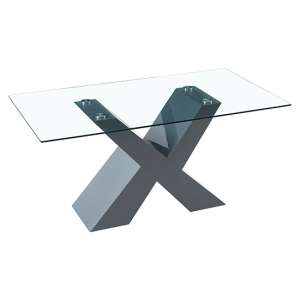 Zanti Clear Glass Dining Table With Grey High Gloss Legs