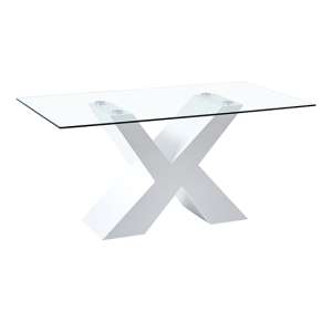 Zanti Clear Glass Dining Table With White High Gloss Legs