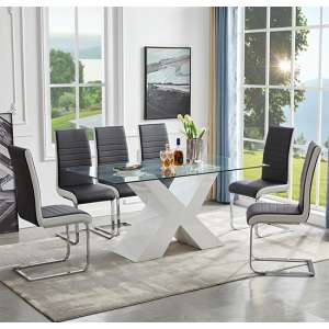 Zanti Glass Dining Table In White Base With 6 Symphony Chairs