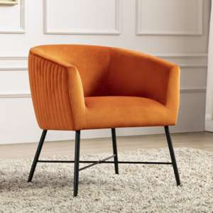 Zarop Velvet Upholstered Lounge Chair In Pumpkin