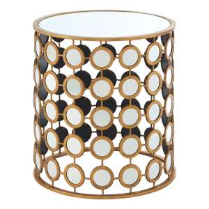 Zaria Round Glass Top Side Table With Gold Frame
