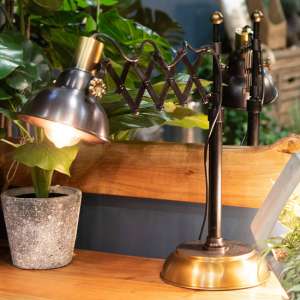 Zelda Metal Adjustable Scissor Table Lamp In Black And Brass