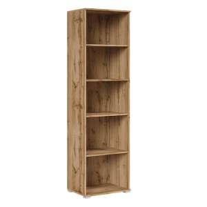 Zele Tall Wooden Bookshelf In Wotan Oak