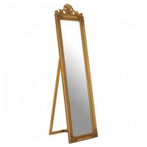 Zelman Floor Standing Cheval Mirror In Antique Gold Frame