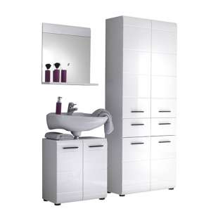 Zenith Bathroom Furniture Set 4 In White With High Gloss Fronts