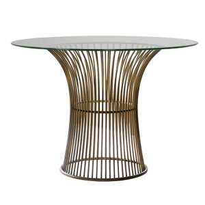 Zepplin Clear Glass Dining Table With Bronze Metal Base