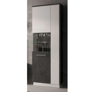 Zinger LED Left Handed Wooden Display Cabinet In Grey And White