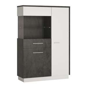 Zinger Left Handed Low Wooden Display Cabinet In Grey And White