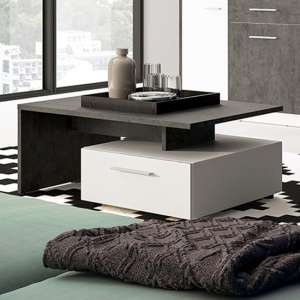Zinger Wooden Storage Coffee Table In Slate Grey And White
