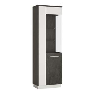 Zinger Right Handed Glass Display Cabinet In Grey And White