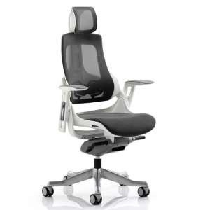 Zure Executive Headrest Office Chair In Charcoal With Arms